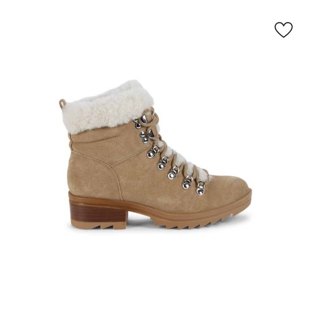 Marc Fisher Beige Suede Winter Boots with White Fur - Picture 2 of 12